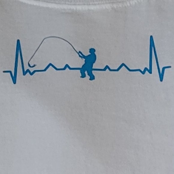 Heartbeat Fisherman Print Crew Neck T-Shirt - Picture 2 of 7